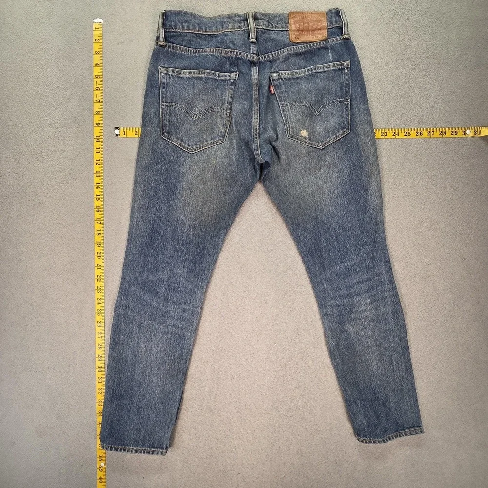 Levis‎ 512 Jeans Mens Selvedge Med Wash Blue Slim Tapered Whiskers Fits 30x28